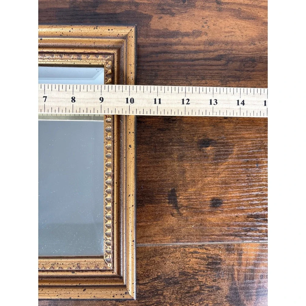 Robert-Grace Vintage Square Gold Ornate Beveled Wall Mirror 10.5in Hollister CA